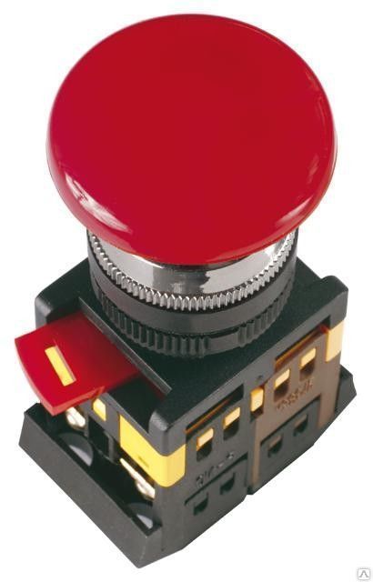 Кнопка AEAL-22 Грибок с фиксацией красный d22мм 1НО+1НЗ ИЭК