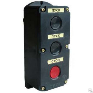 Пост кнопочный ПКЕ 222/3 кнопки красная/ две черных без фиксации IP54 